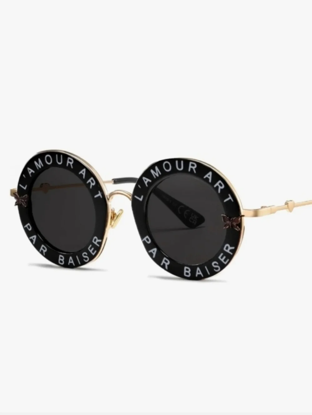 Round Luxury Black Tint Bold Statement Print Sunglasses